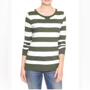 GAP Olive and White‎ Striped Long Sleeve Tee